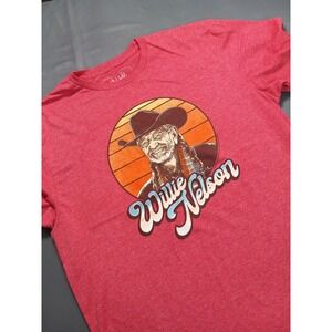 Buck Wear Willie Nelson Graphic T-Shirt Mens LG Heather Red Country Music Tee